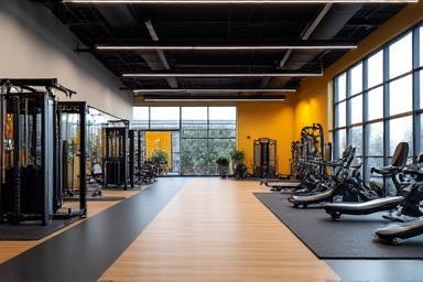 View of the modern gym with various strength and cardio equipment