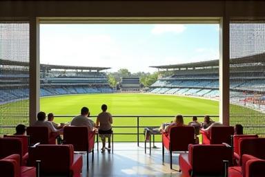 Comfortable pavilion area overlooking the main ground for rest and viewing